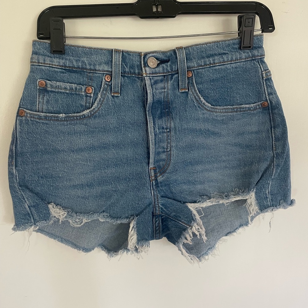 Levi's 501 Blue Jean Shorts with Frayed Hem